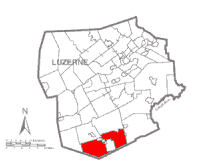 position of hazle township withing luzerne county map